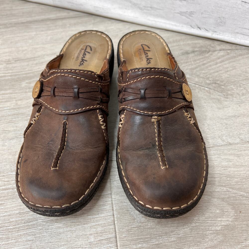 Clarks Shoes Womens SZ 7M Brown Artisan Collection Inca Amy Mules Slip On Clogs - Picture 4 of 15